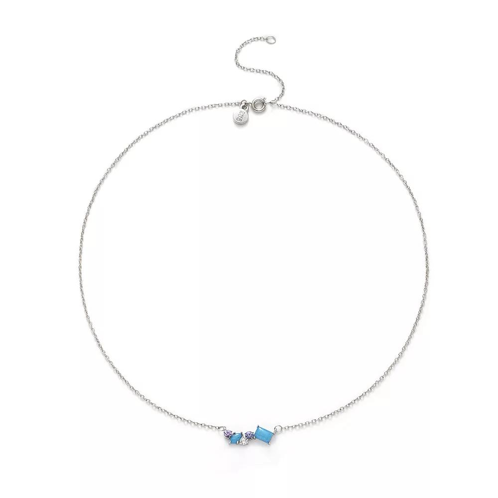 Power of Color Blue Quartz & Cubic Zirconia Cluster Necklace, Womens Silver Tone Blue Product Image