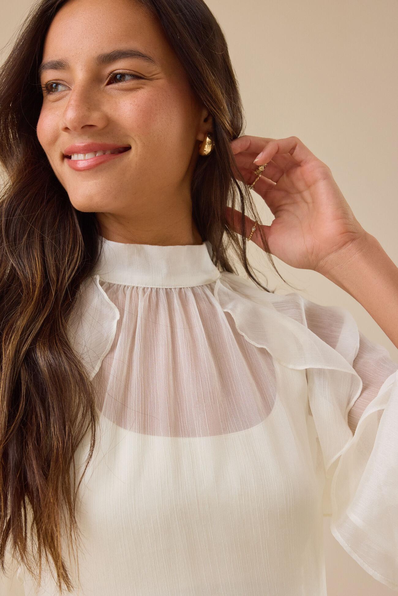 Heather Sheer Ruffle Top Product Image