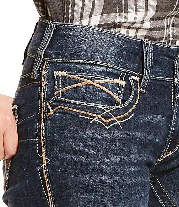 Ariat R.E.A.L Mid Rise Stretch Denim Embroidered Pocket Bootcut Jeans Product Image