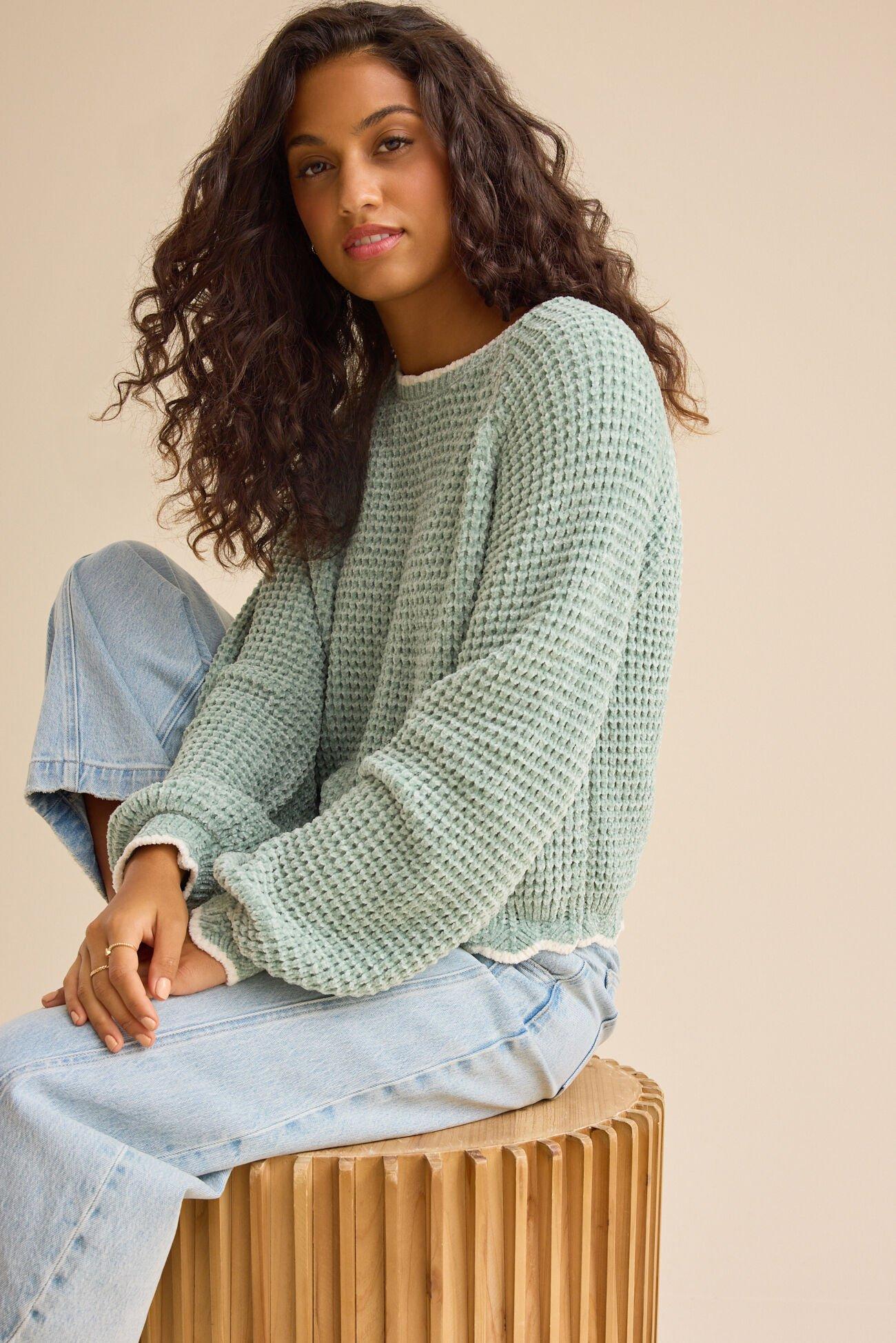 Amber Scalloped Trim Sweater Product Image