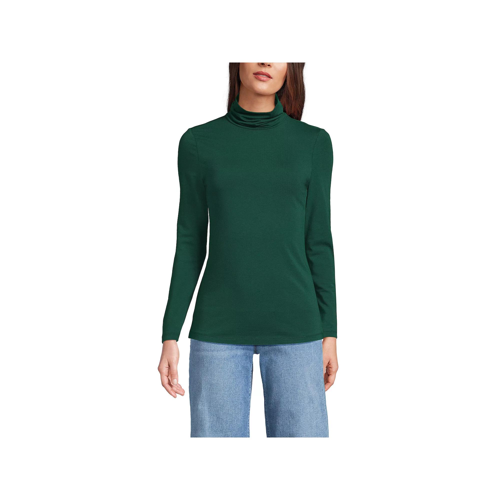 Women's Lands' End Lightweight Fitted Turtleneck,  Product Image