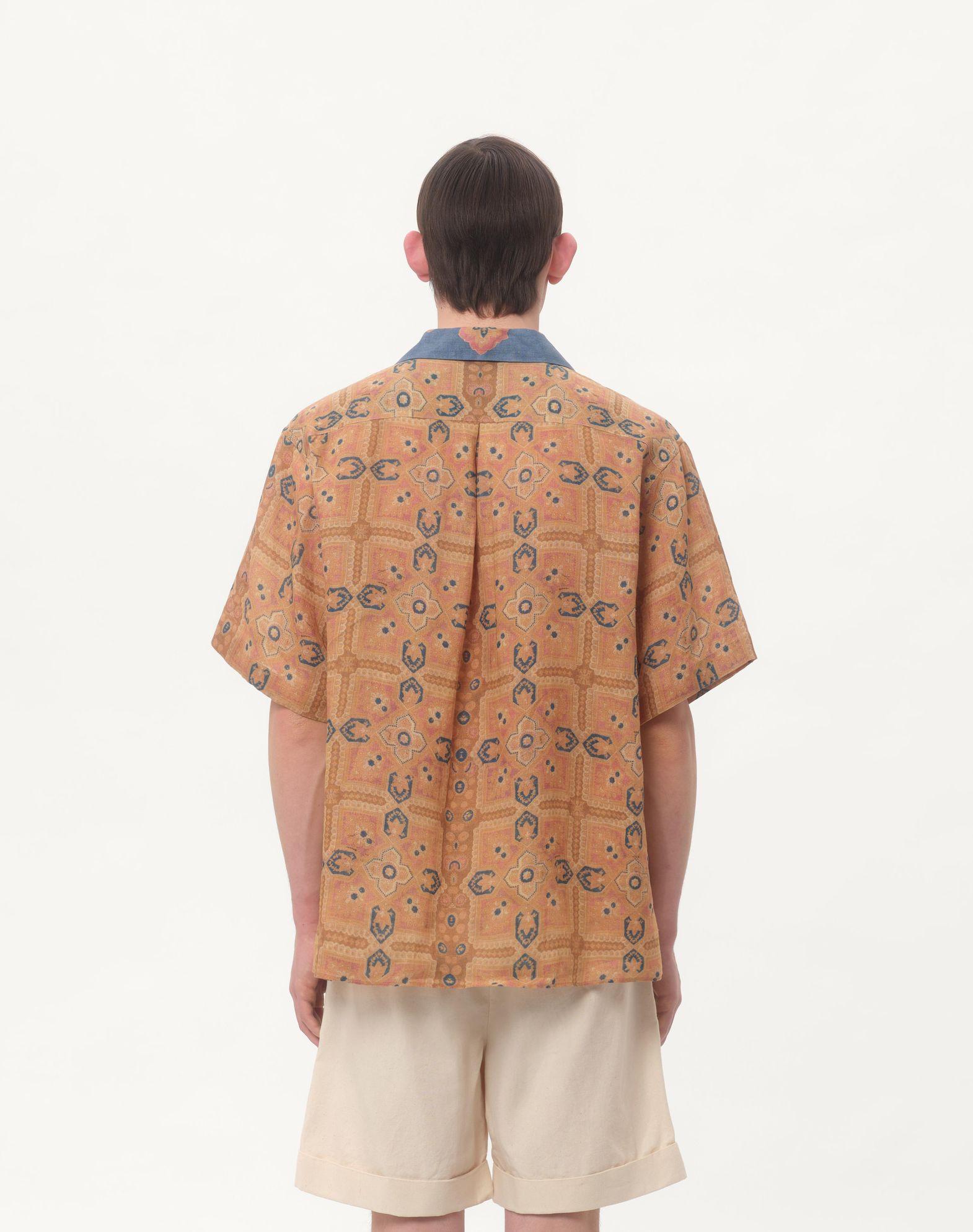 Linen Bowling Shirt With Voyage Imaginaire Print Product Image