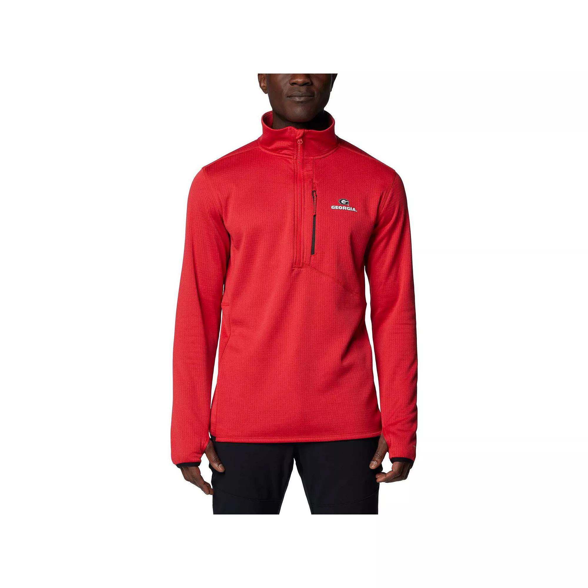 Men's Columbia Red Georgia Bulldogs Park View Grid Fleece Omni-Wick Half-Zip Jacket,  Product Image