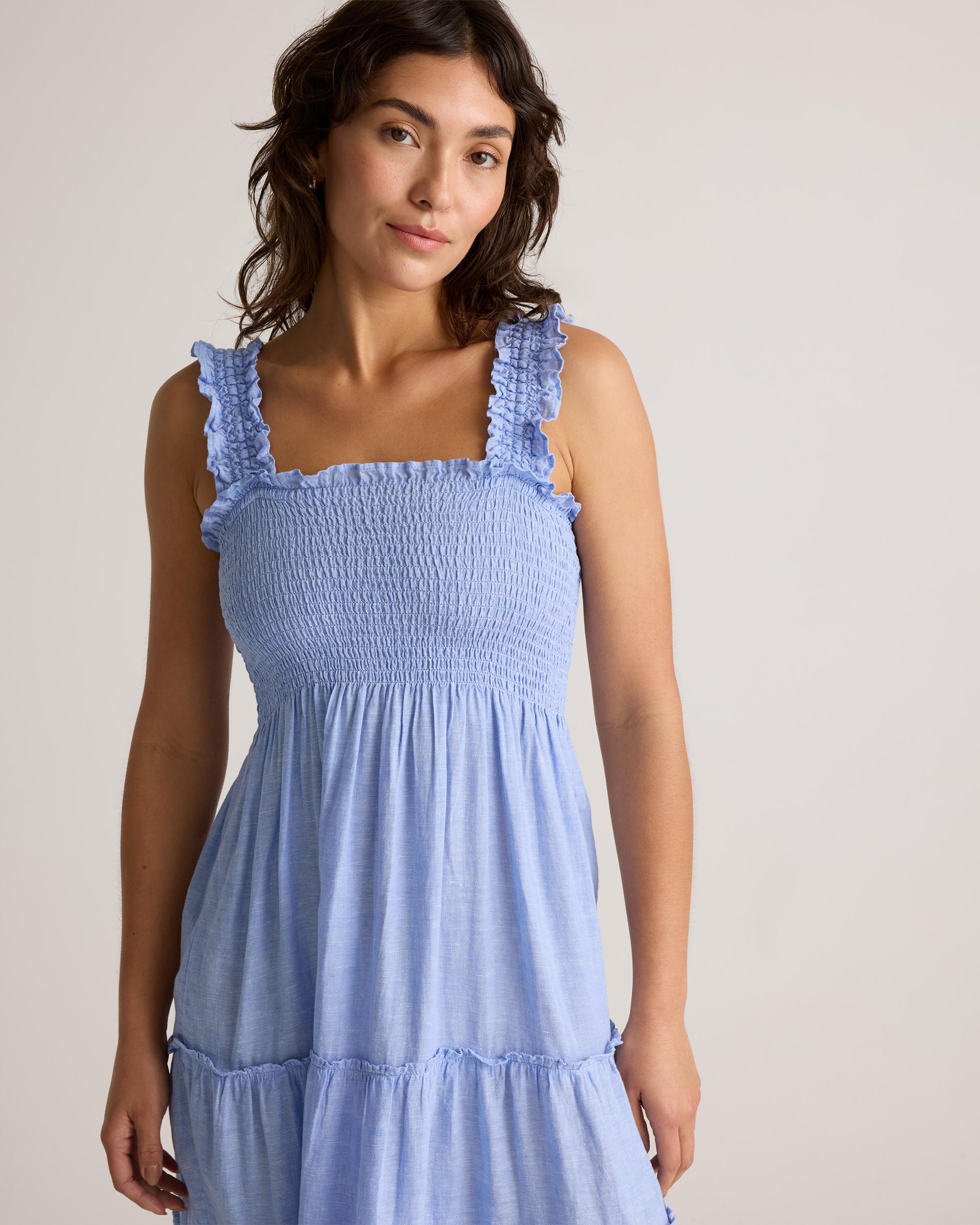 Quince | Women's 100% European Linen Smocked Midi Dress Product Image