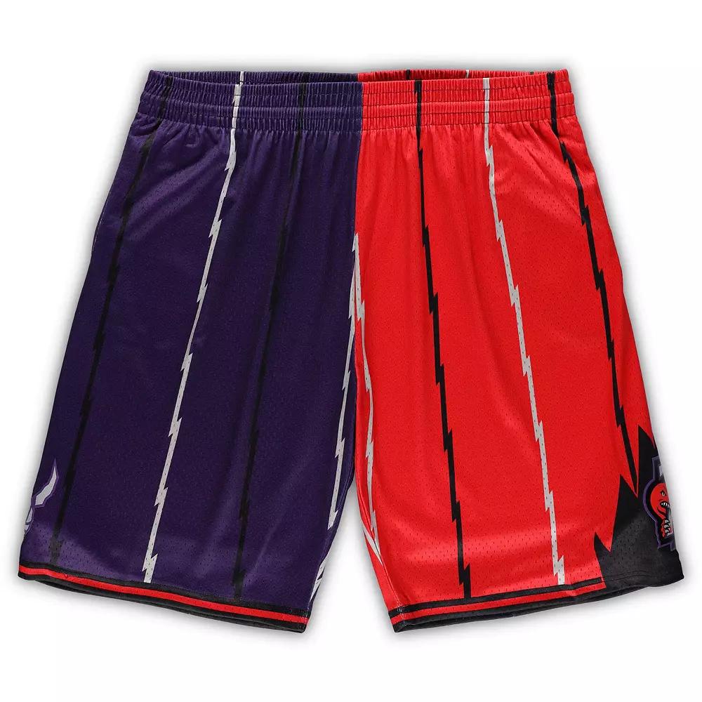 Men's Mitchell & Ness Purple/Red Toronto Raptors Big & Tall Hardwood Classics Split Swingman Shorts, Size: XLT, Rpt Purple Product Image