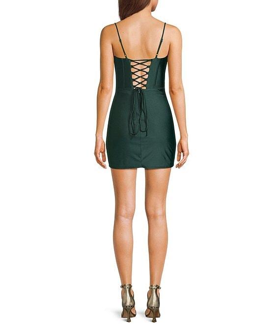 B. Darlin Cowl Neck Corseted Lace Up Back Dress Product Image