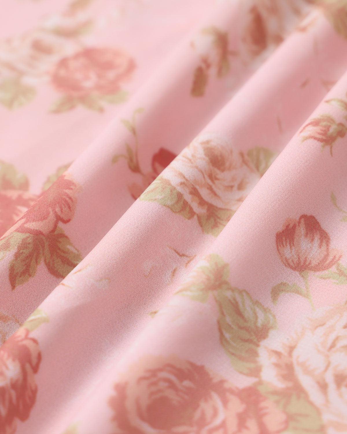 Pink Floral Halter Backless Midi Dress Product Image