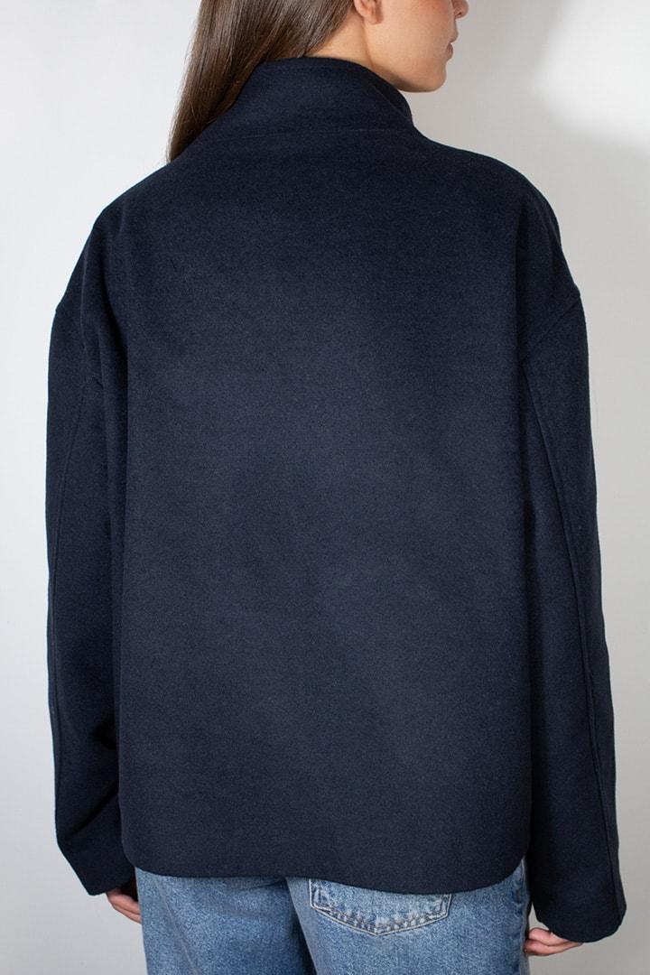 Double-breasted coat with high neck Product Image