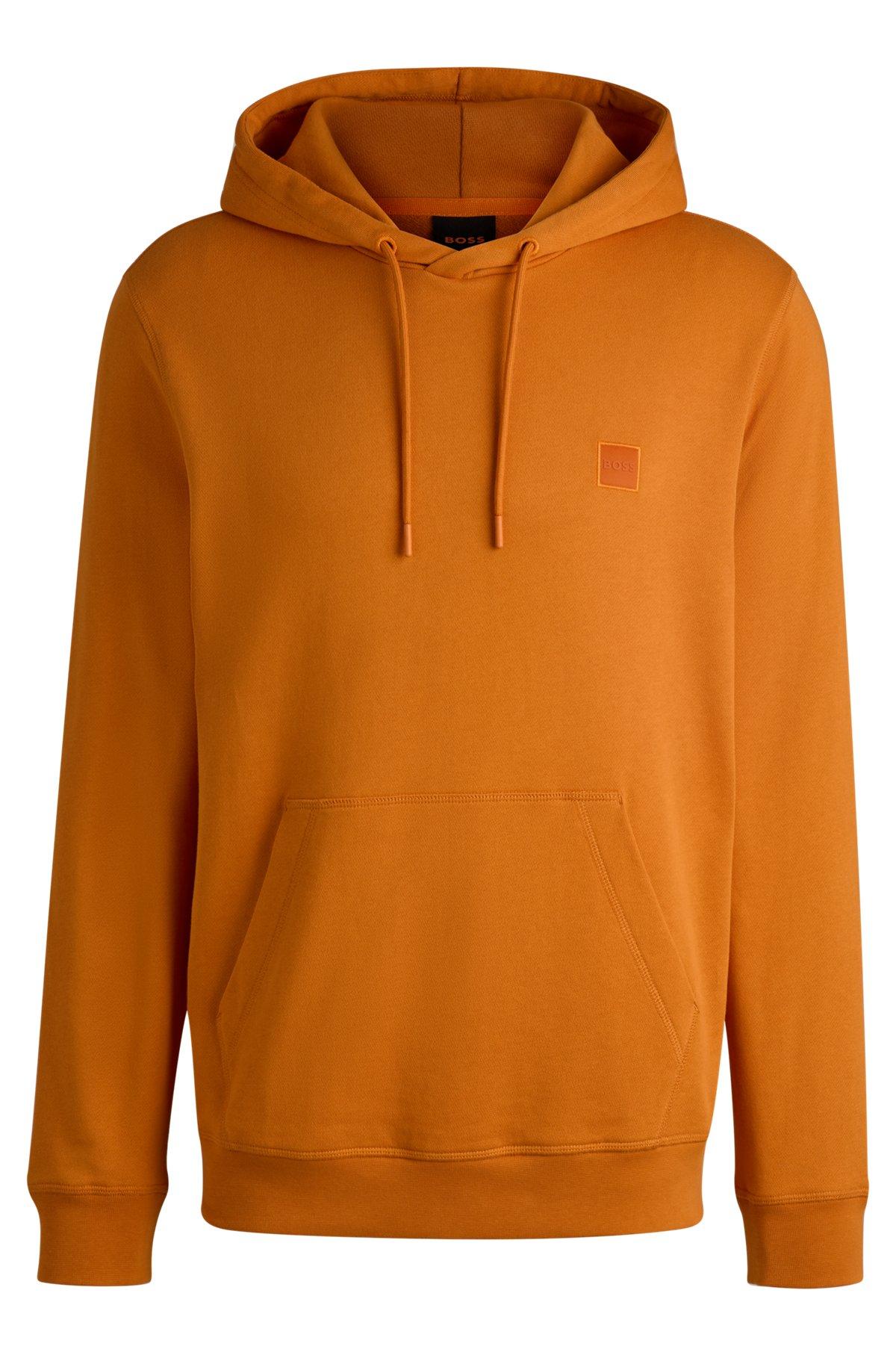 Cotton-terry hoodie with logo patch Product Image