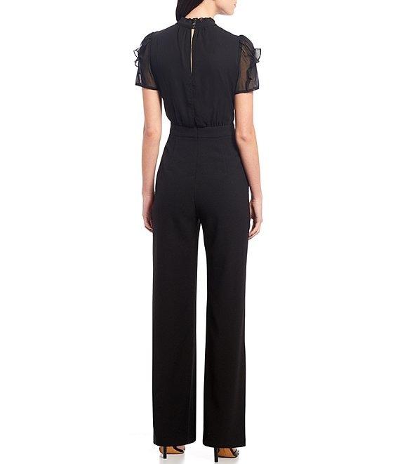 Vince Camuto Short Sleeve Mock Neck Chiffon Bodice Jumpsuit Product Image