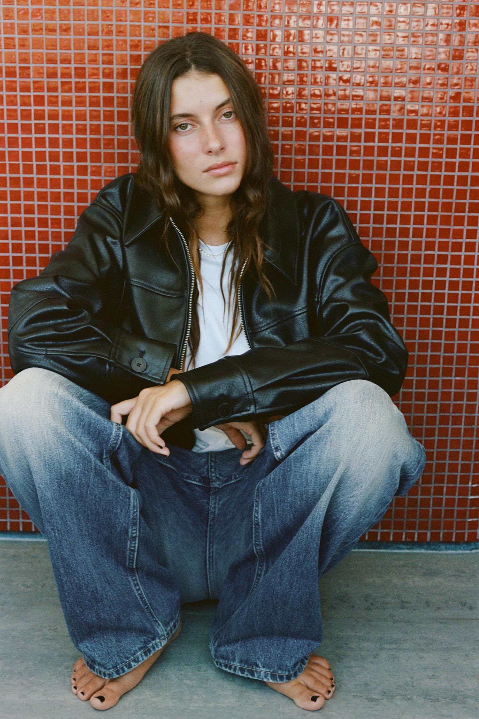 FAUX LEATHER BOMBER JACKET Product Image