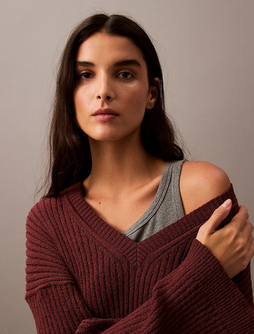 Soft Rib V-Neck Sweater Product Image