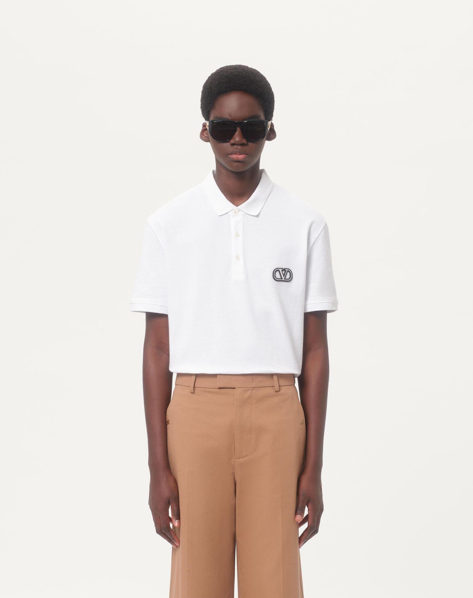 Cotton Piqué Polo Shirt With Vlogo Signature Patch Product Image