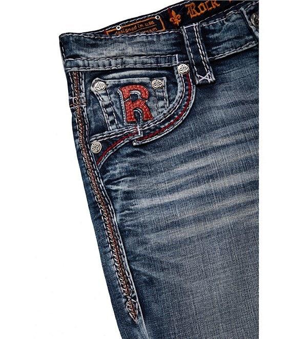 Rock Revival Reggie Straight-Leg Fleur-De-Lis-Embroidered-Pocket Jeans Product Image
