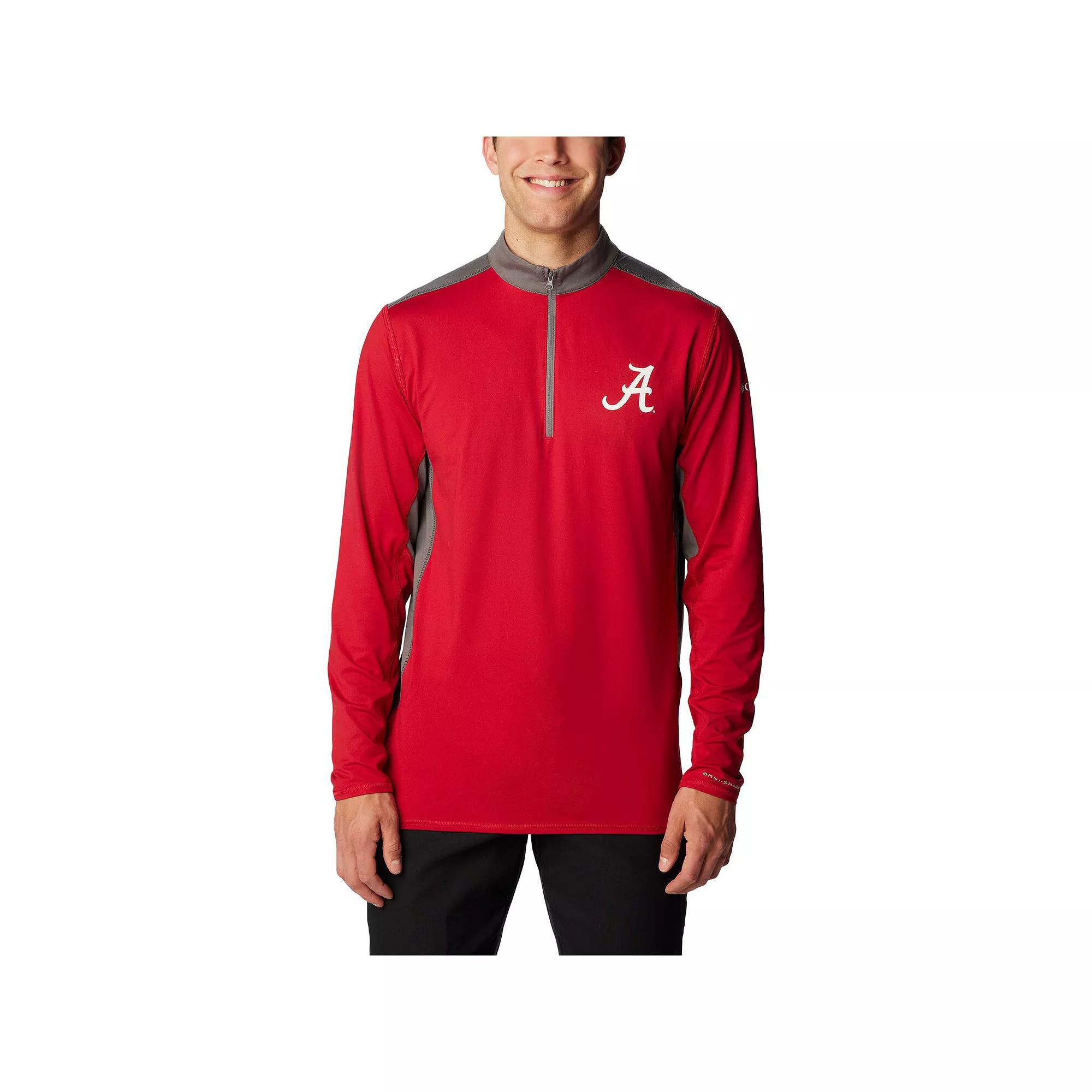 Men's Columbia Crimson Alabama Crimson Tide Tech Trail™ Omni-Shade Quarter-Zip Top,  Product Image