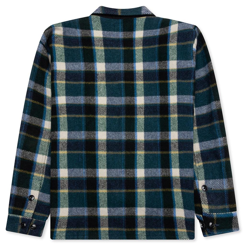 Smokey Wool Melton Plaid Shirt - Green Male Product Image