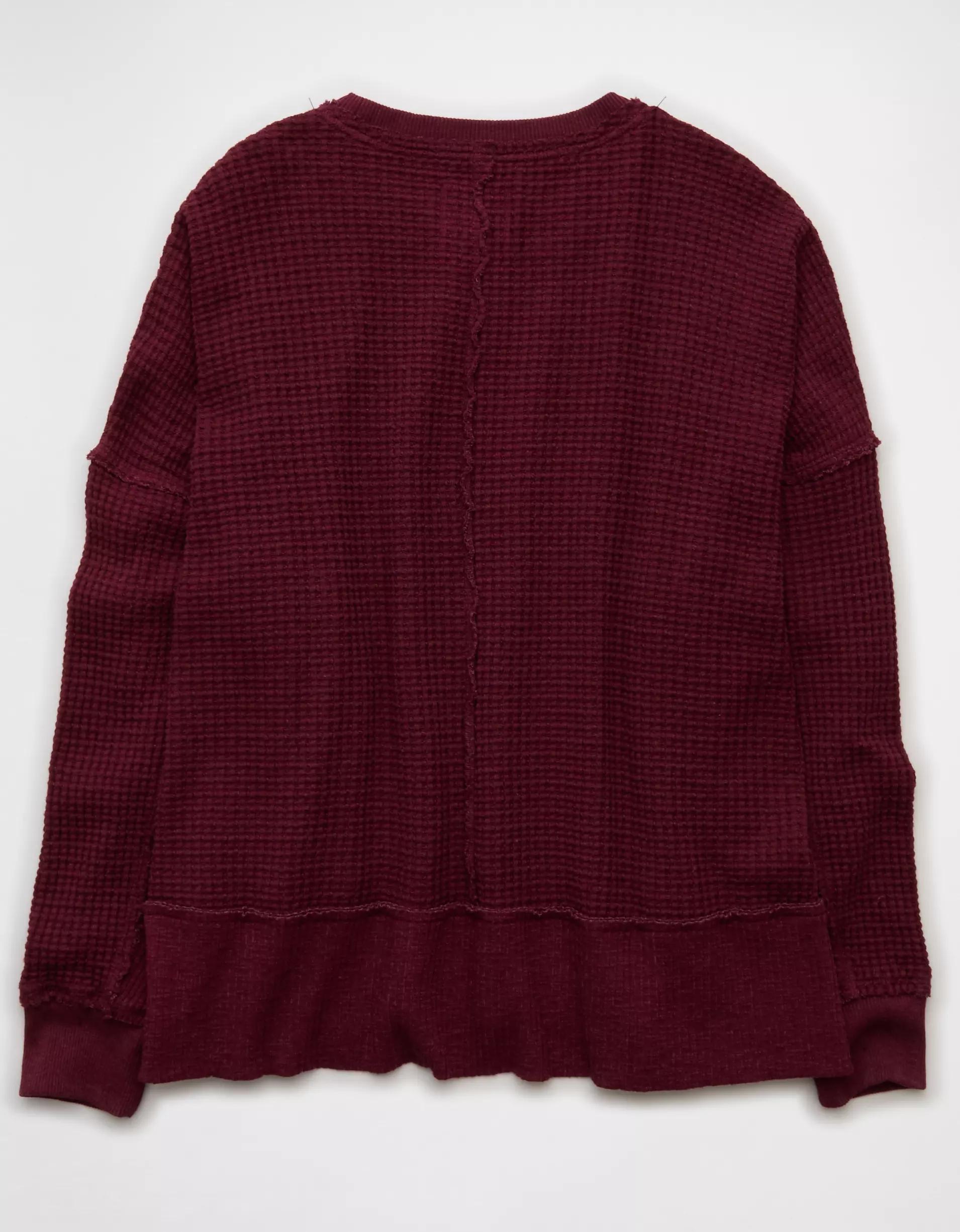 AE Big Hug Crew Neck Waffle Sweatshirt Product Image