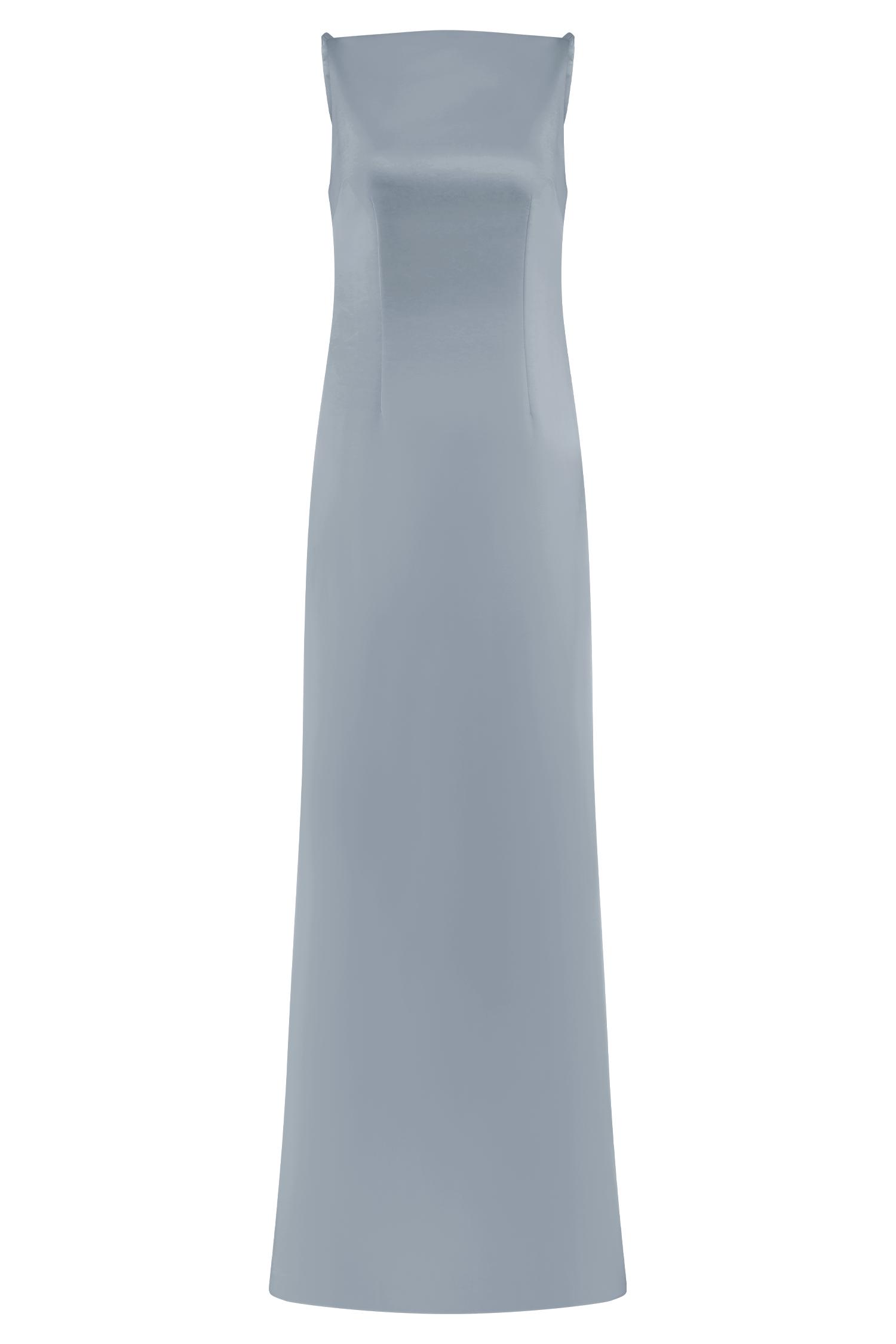 Violet Sleeveless Satin Maxi Dress - Frosted Blue Product Image