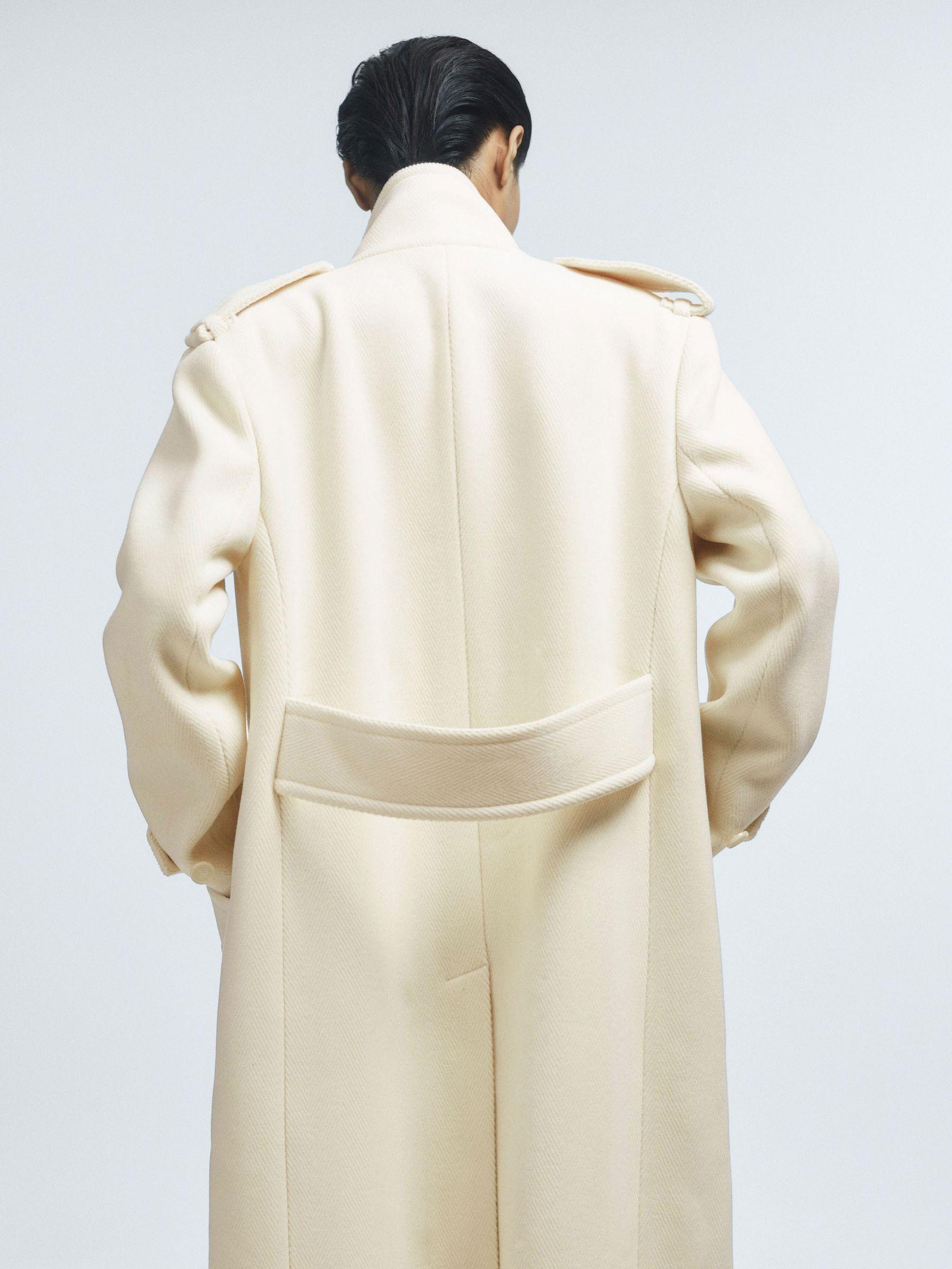 Atelier Oversized Wool Double Breasted Long Coat in Cream Product Image
