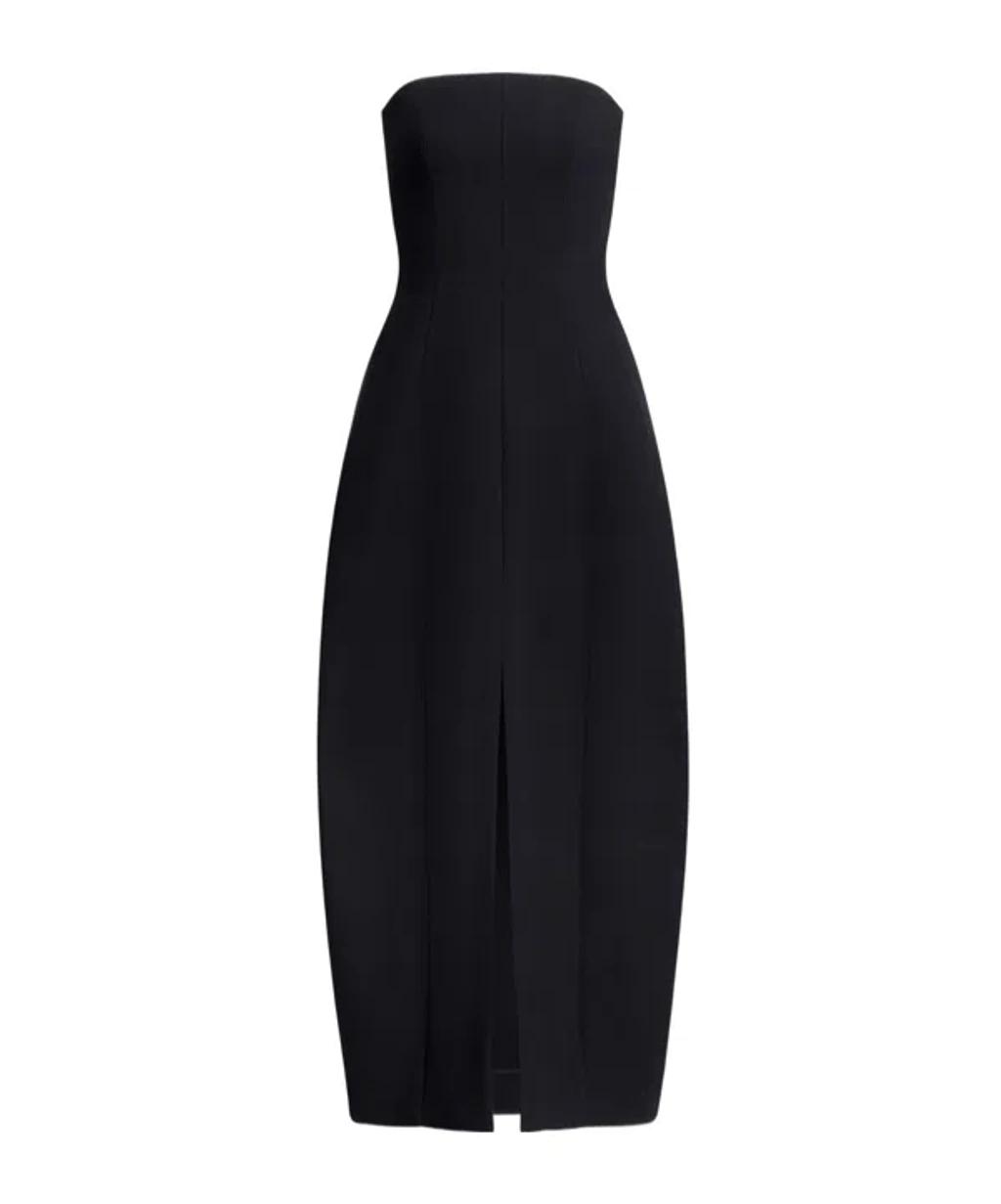 ALAÏA Strapless Dress In Textured Wool In Black Product Image