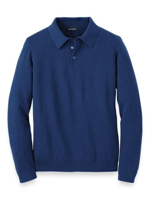 Supima Cotton Three Button Polo - Dark Blue Product Image