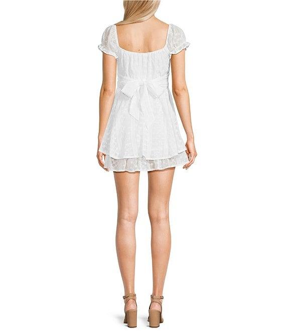 Allison & Kelly Short Sleeve Cross Waist Double Hem Fit & Flare Dress Product Image