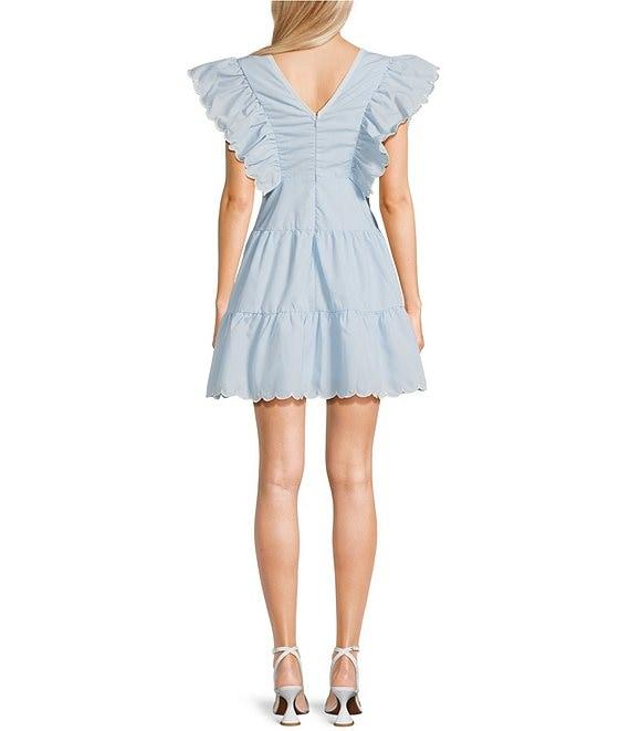 TCEC Ruffle Sleeve Bow Mini Babydoll Dress Product Image