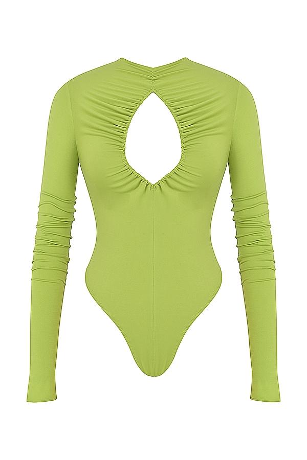 Estrelle  lime green cutout bodysuit Product Image