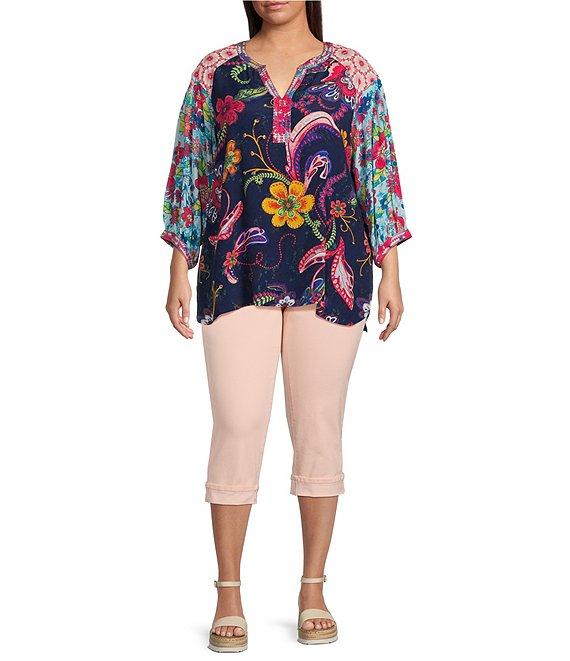 NYDJ Plus Size Marilyn Cool Embrace® Denim Straight Leg Cuffed Cropped Jeans Product Image