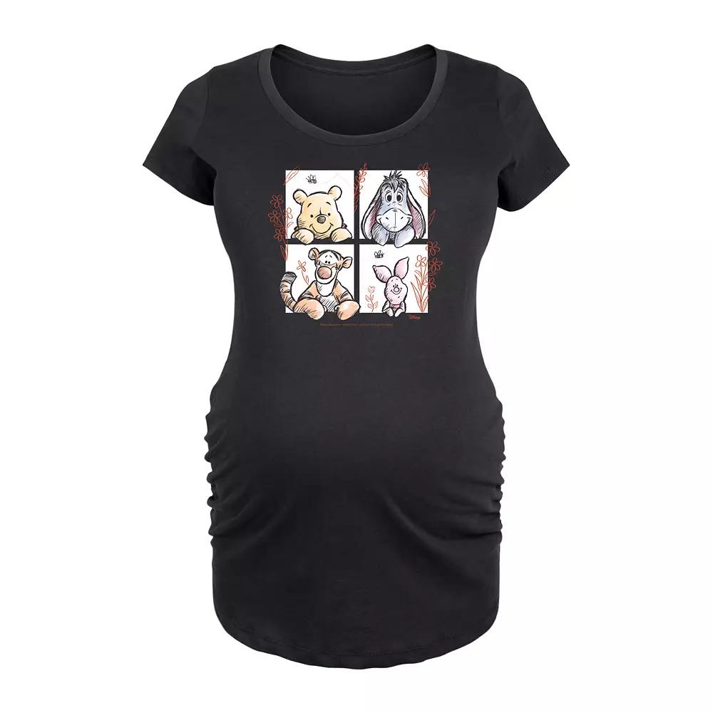 Disney's Winnie The Pooh Maternity Floral Grid Graphic Tee, Women's,  Product Image
