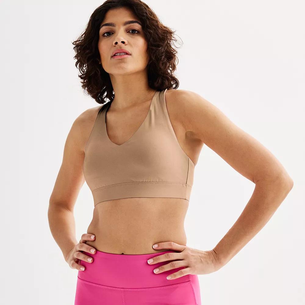 Tek Gear® Ultrastretch Medium-Impact V-Neck Sports Bra, Women's, Mini Latte Product Image