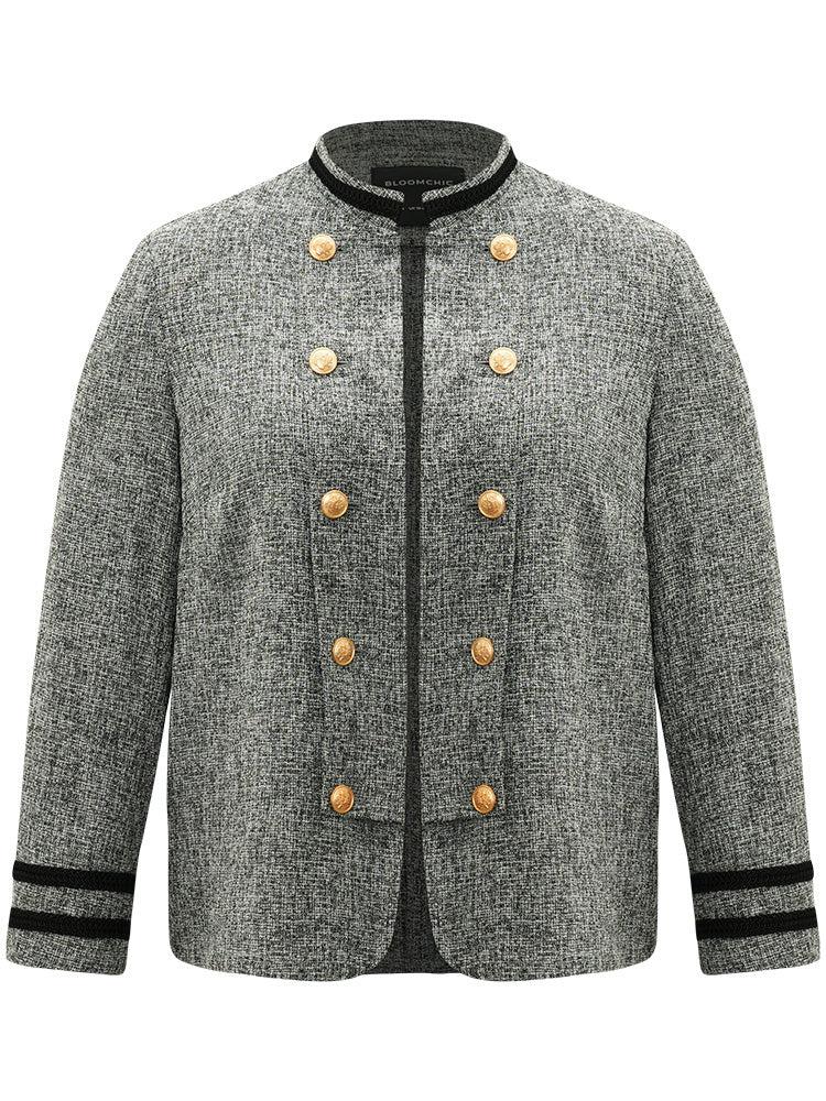 Textured Metal Detail Contrast Trim Coat Female Product Image