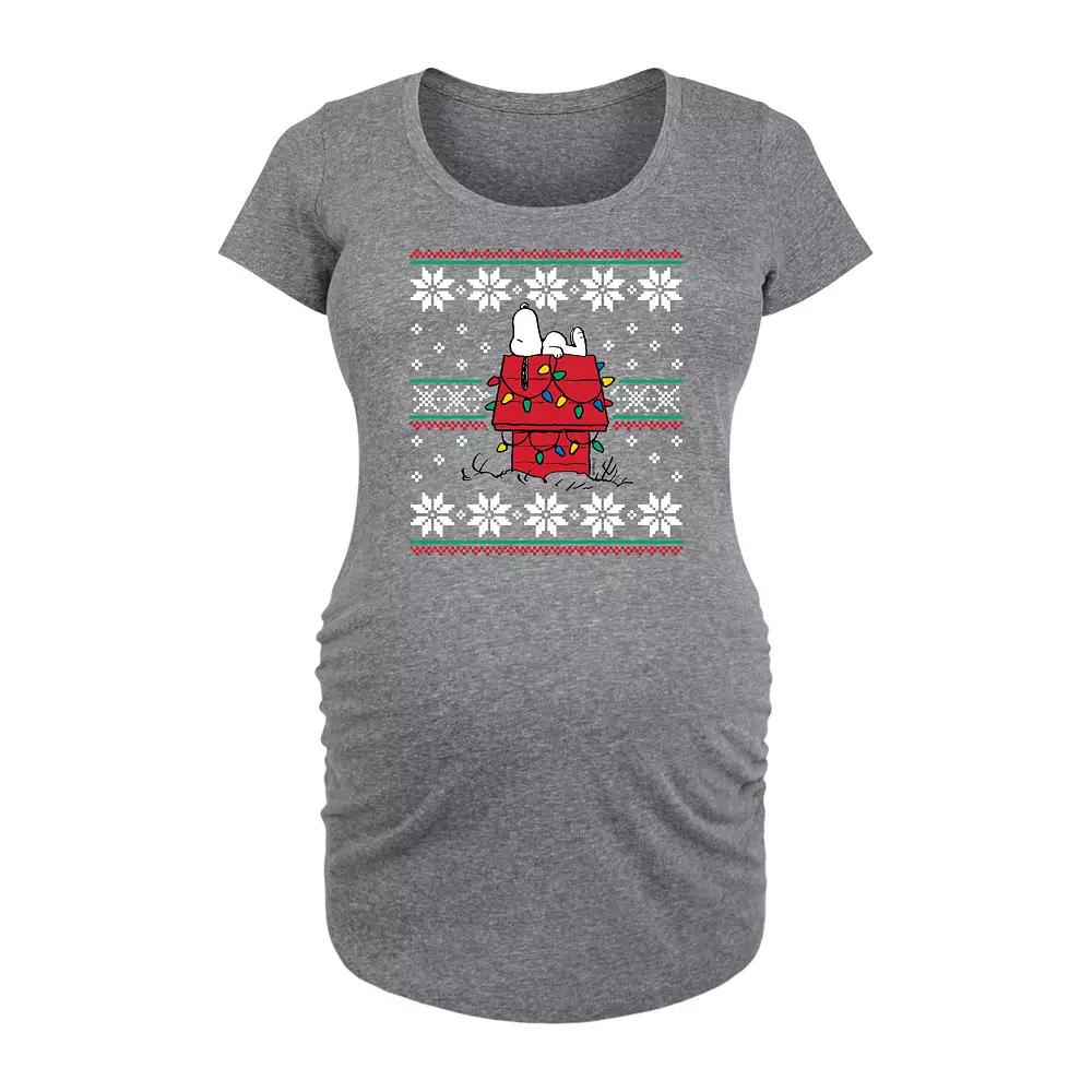 Maternity Peanuts Snoopy Doghouse Ugly Sweater Christmas Graphic Tee, Women's,  Product Image