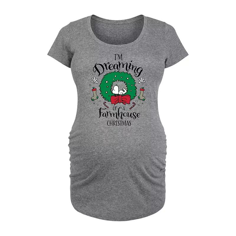 Maternity Peanuts Snoopy Farmhouse Christmas Graphic Tee, Women's,  Product Image