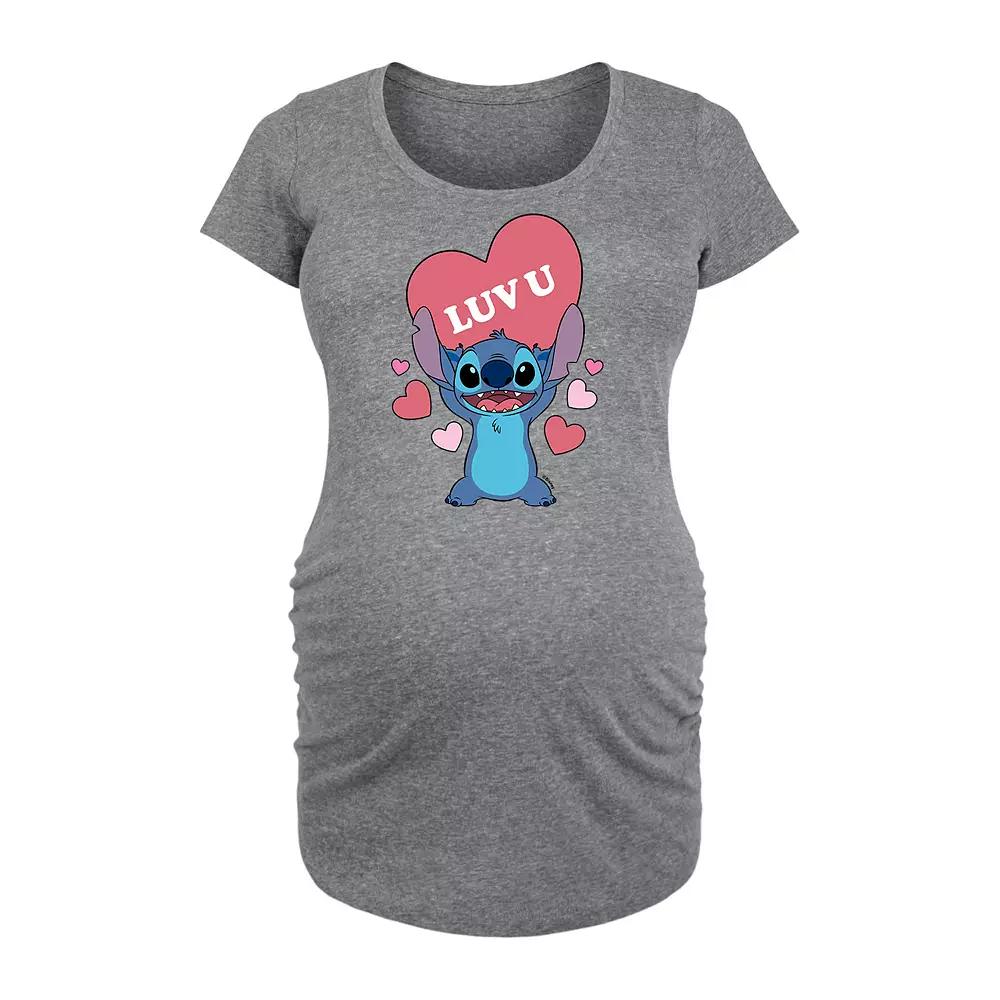 Disney's Lilo & Stitch Maternity Luv U Heart Graphic Tee, Women's,  Product Image
