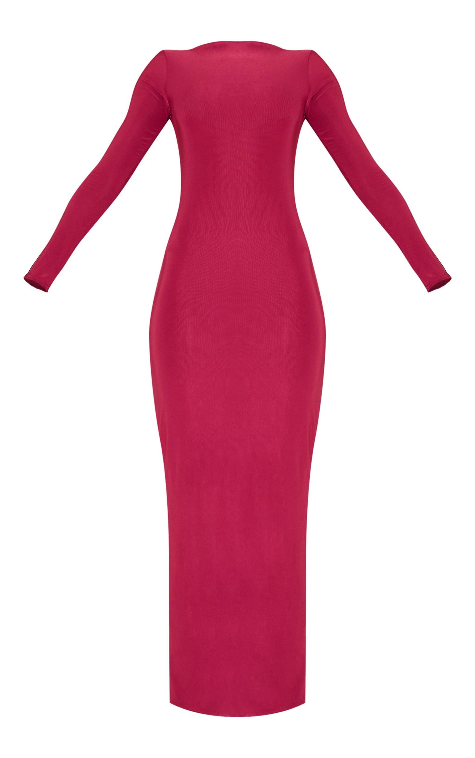 Wine Double Layer Slinky Maxi Dress Product Image