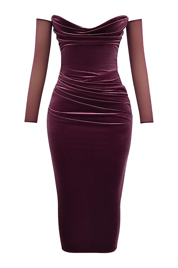 Leora  mulberry strapless midi dress Product Image