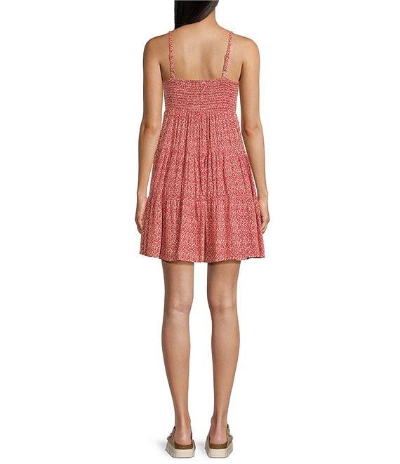 Angie Sleeveless Smocked Bodice Ditsy Print Tier Dress Product Image