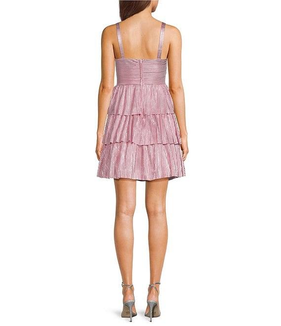 Honey and Rosie Sweetheart Neck Sleeveless Pleated A-Line Dress Product Image