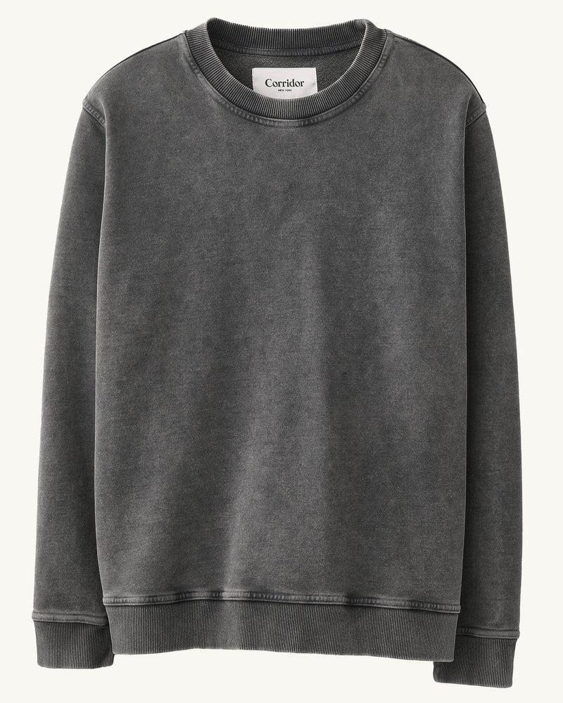 French Terry Crewneck - Washed Black Product Image