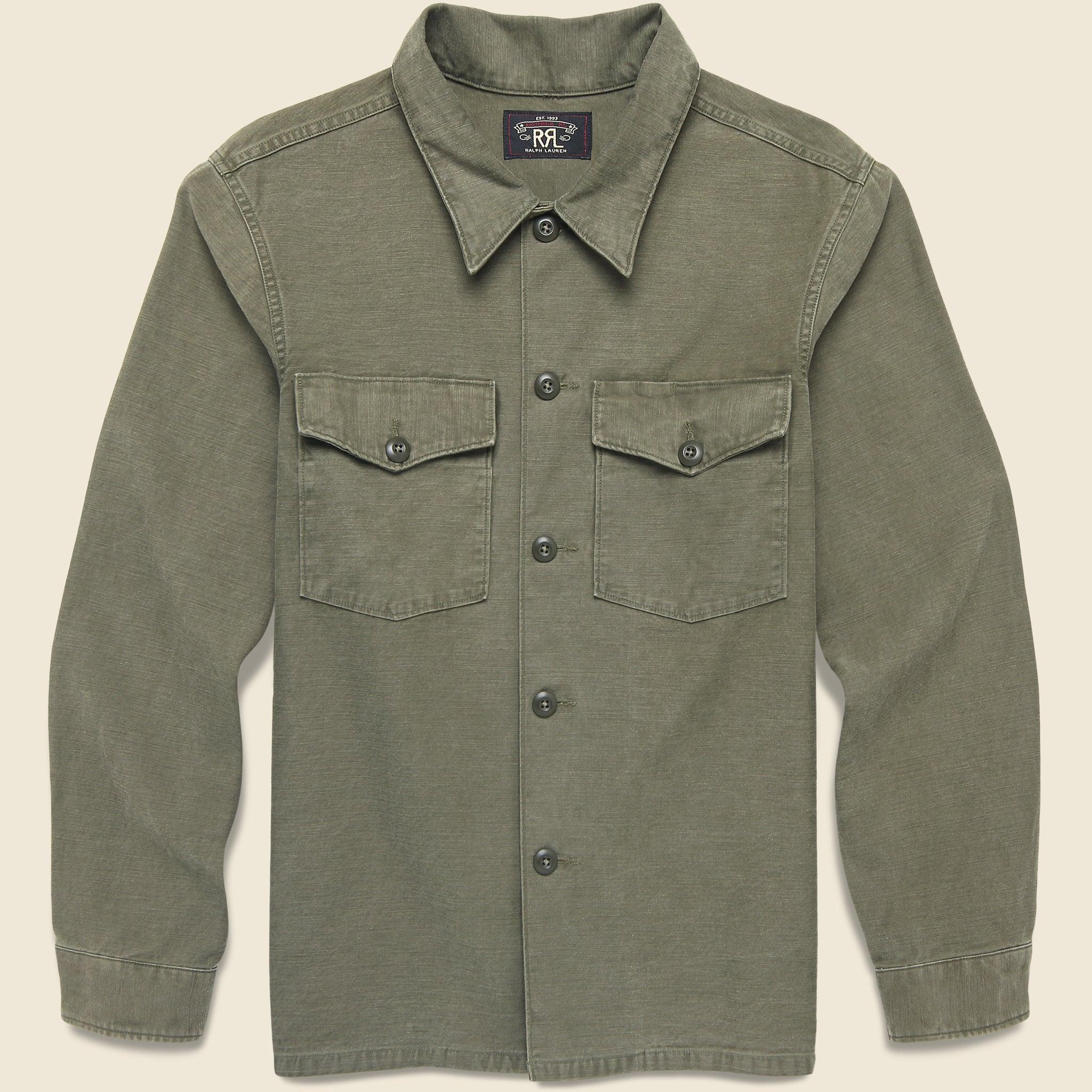 Reverse Sateen Overshirt - Olive Product Image