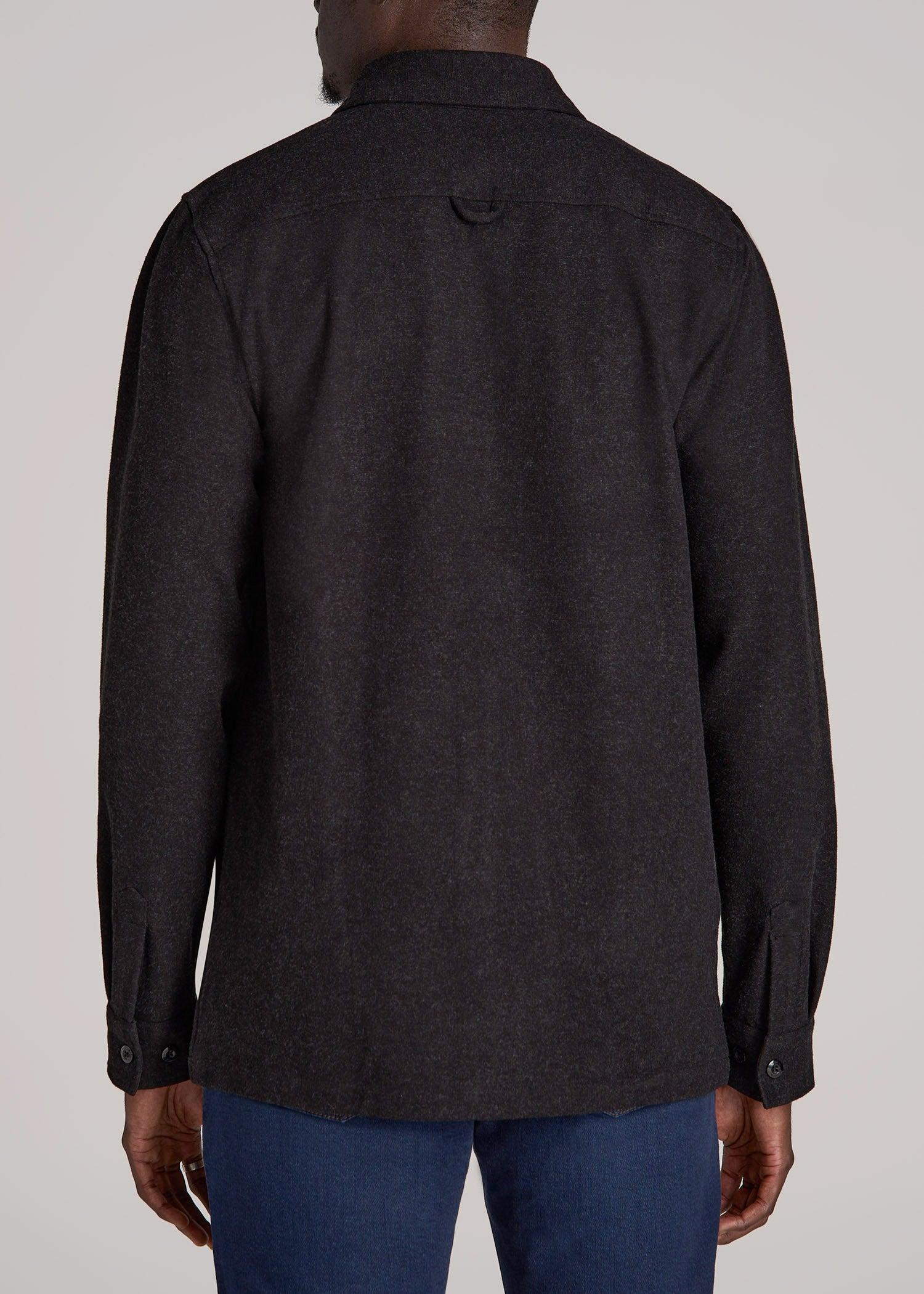 Stretch Knit Overshirt for Tall Men in Black Male Product Image