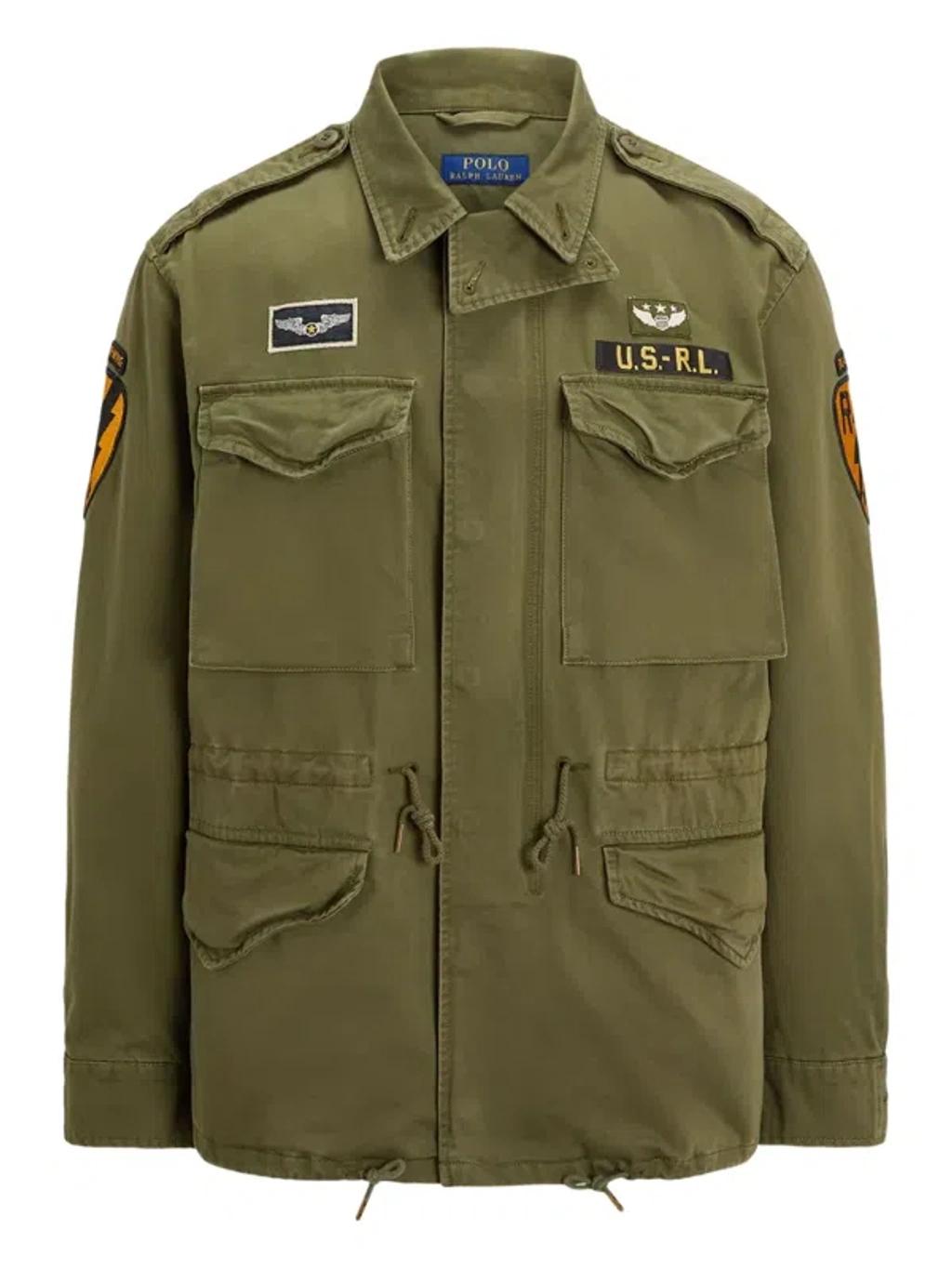 POLO RALPH LAUREN Cotton Denim Jacket With Front Logo Patch In Green Product Image