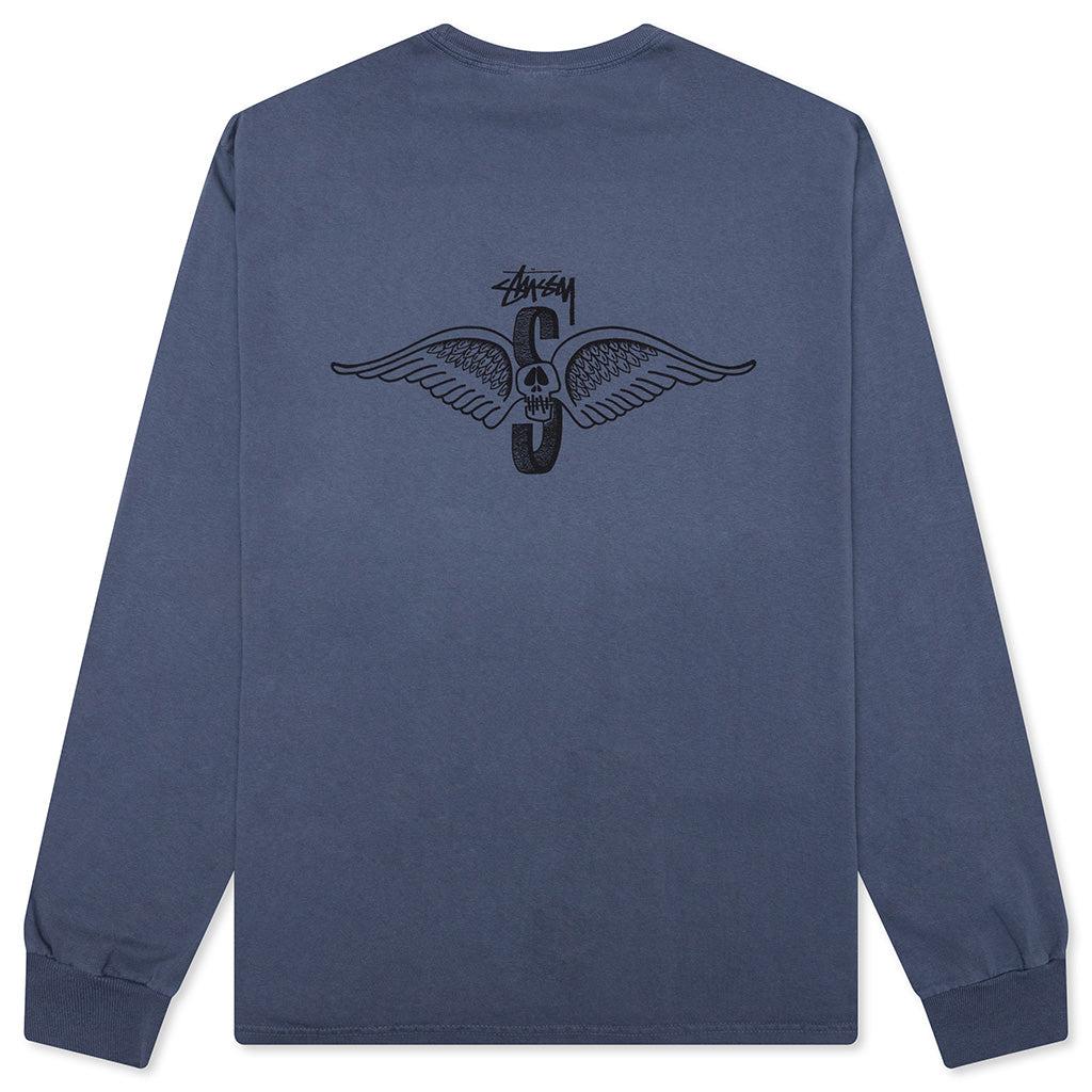 Skull Wings Pigment Dyed L/S Tee - Navy Male Product Image