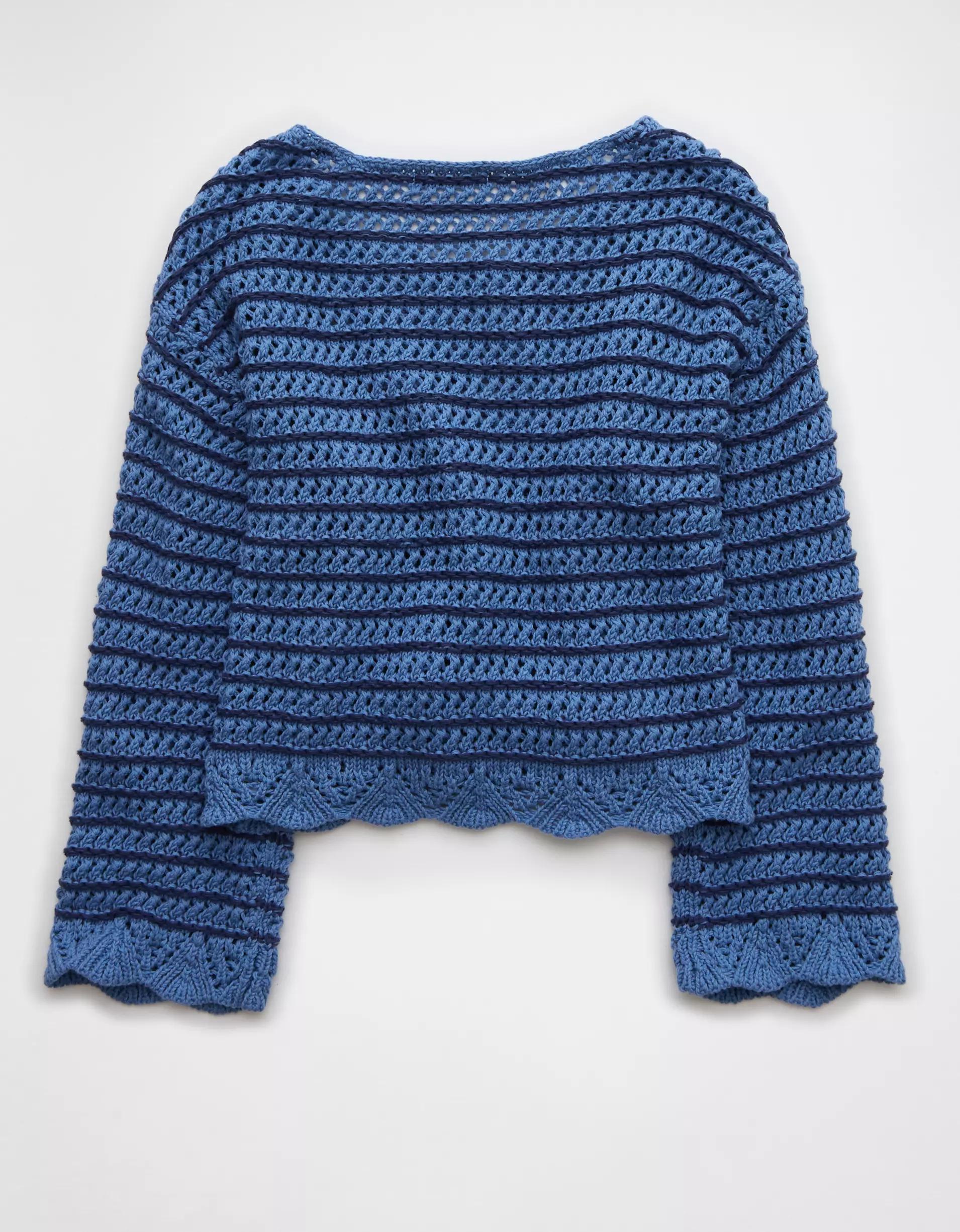 AE Ballet Neck Open Knit Sweater Product Image