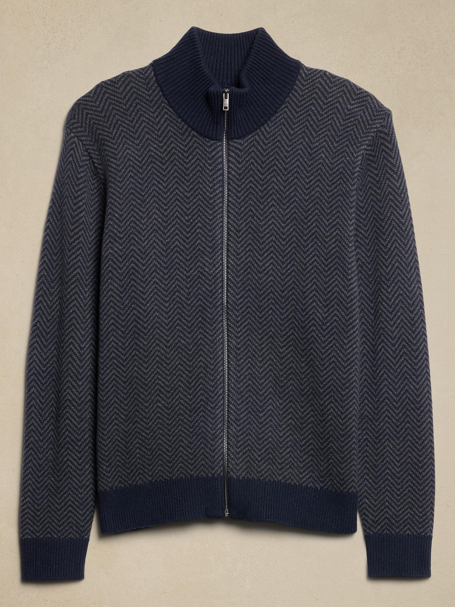 Chevron Zipper Sweater Jacket Product Image