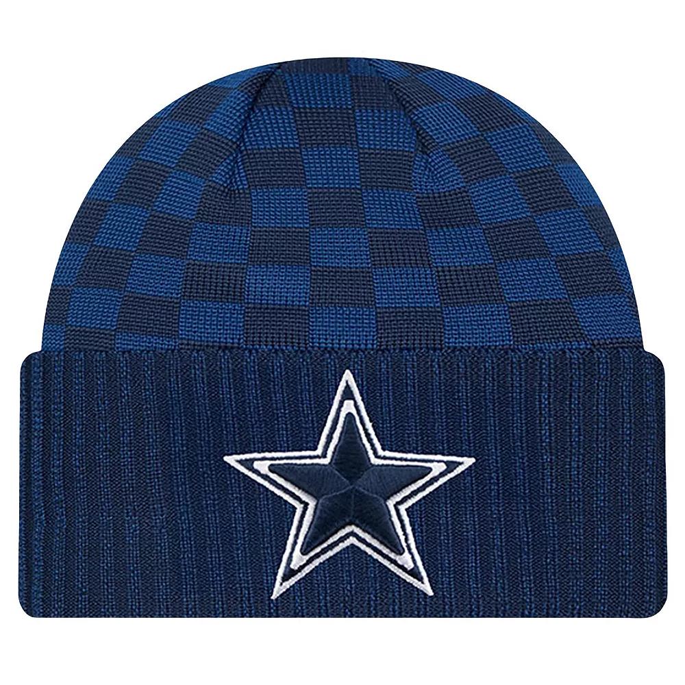 Men's New Era Navy Dallas Cowboys Checkered Cuffed Knit Hat, Blue Product Image