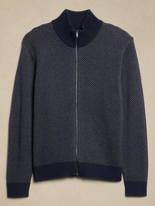 Chevron Zipper Sweater Jacket Product Image