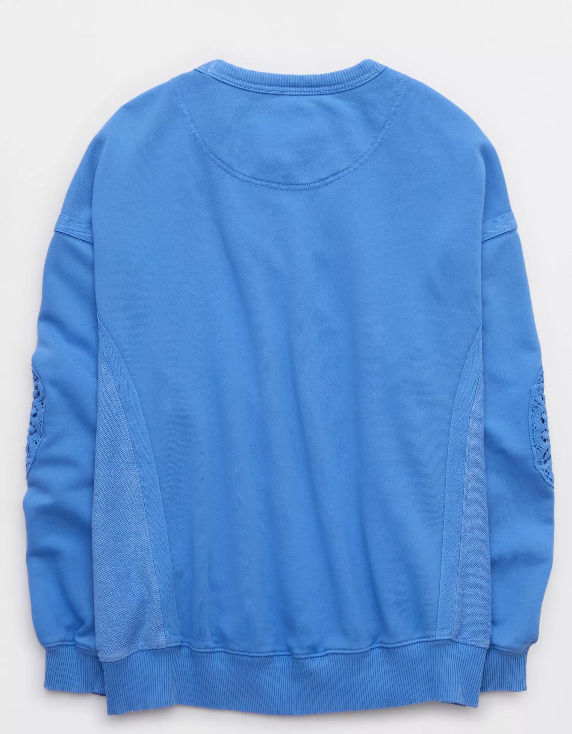 Aerie Keep It Light Crochet Crew Sweatshirt Product Image