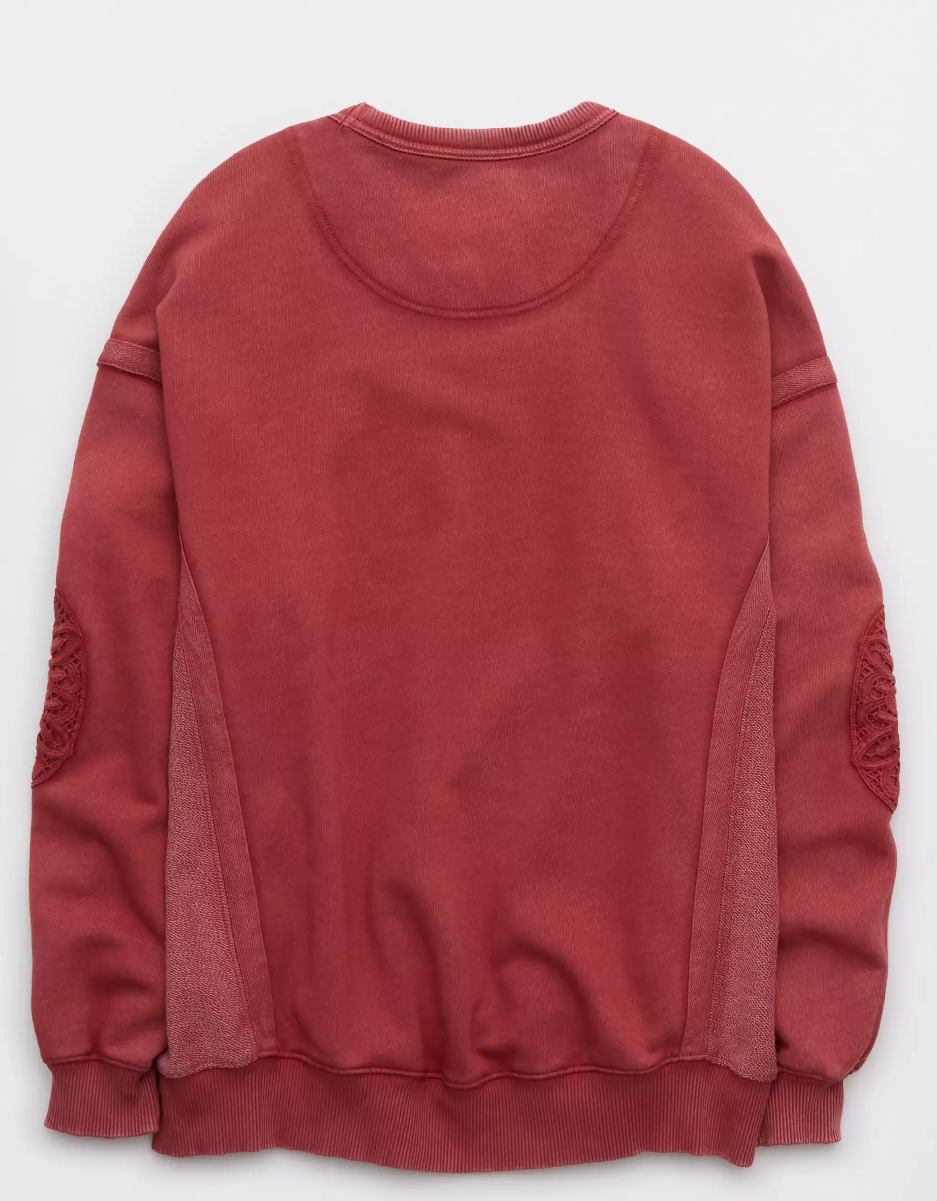 Aerie Keep It Light Crochet Crew Sweatshirt Product Image